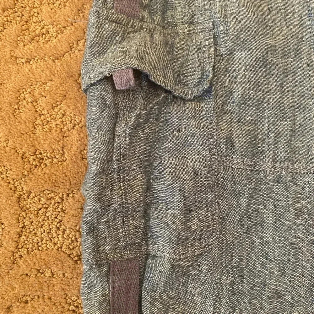 Anthropologie sanctuary terrain linen cropped utility pants 32 chambray - Picture 8 of 13